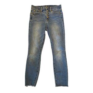Gap Jeans True Skinny Size 0/25 Petite Light Wash Stretch Raw Hem Button Fly
